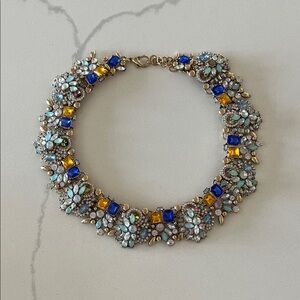 Costume Elegant Blue and Gold Statement Necklace